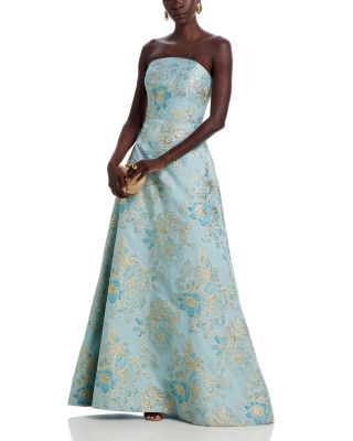 Sleeveless Metallic Multi Jacquard Gown