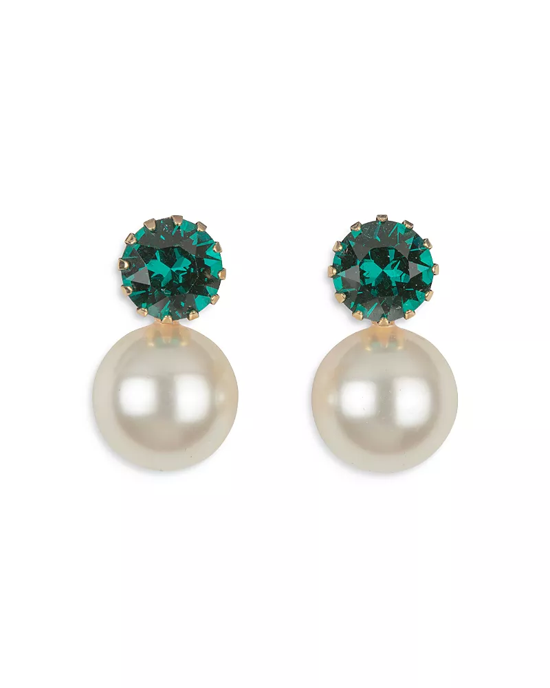 Jennifer Behr Ines Crystal & Imitation Pearl Drop Earrings