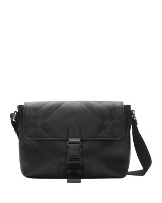 Small Embossed Check Buckled Messenger Bag