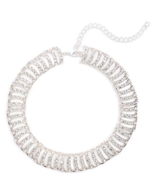 Rhinestone Chain Choker Necklace, 13"-15" - Exclusive