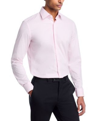 Hank Cotton Stretch Check Dot Slim Fit Dress Shirt