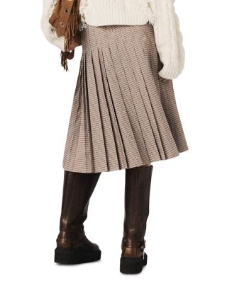 Jeligora Houndstooth Pleated Skirt