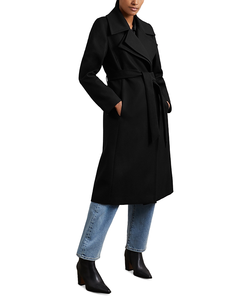 Reiss Odette Mid Length Belted Coat In Black