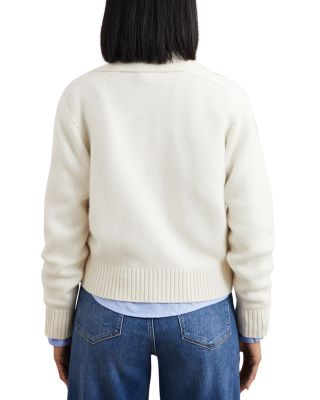 Lissy Wool-Blend Cable Stitch Open Collar Sweater