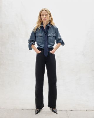 Featherweight Logan High Rise Wide Leg Jeans in Black