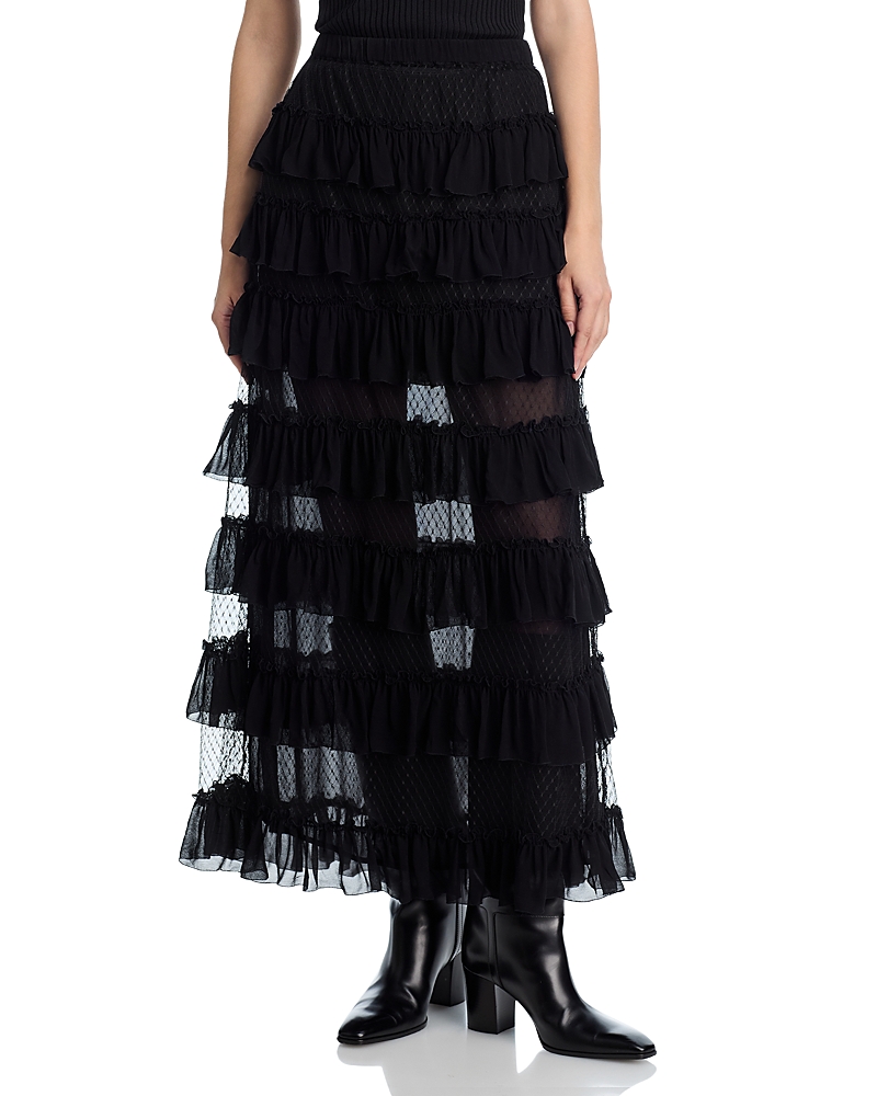 The Great The Winter Mesh Maxi Skirt In Black