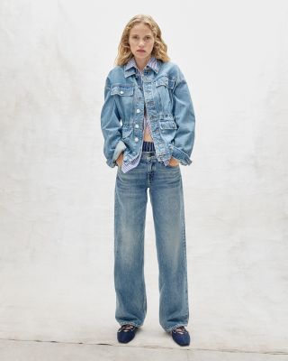 Saige Low Rise Relaxed Straight Jeans in Echo