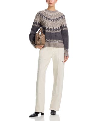 Lela Crewneck Raglan Patterned Pullover Sweater