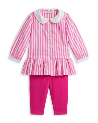Girls' Striped Poplin Top & Jersey Legging Set - Baby