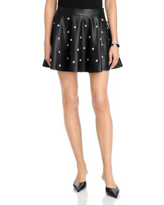 Faux Leather Studded Mini Skirt - Exclusive