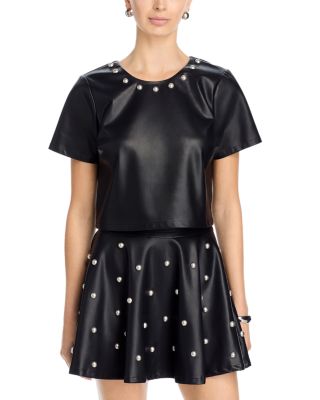 Faux Leather Studded Top - Exclusive