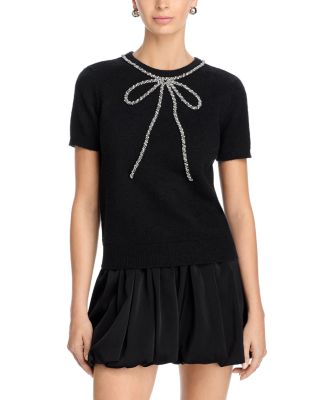 Embellished Bow Short Sleeve Sweater - Exclusive