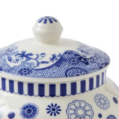 Blue Italian Brocato Lidded Vase 5&amp;quot;