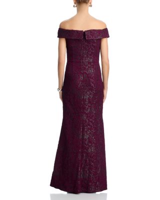 Off-the-Shoulder Jacquard Gown