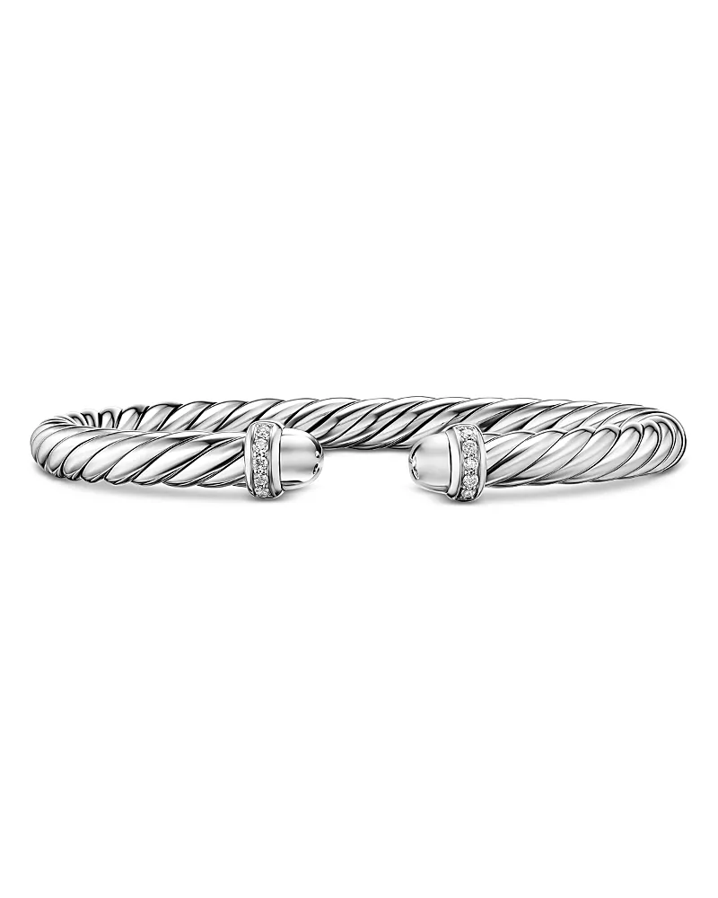 David Yurman Cable Flex Bracelet in Sterling Silver with Diamonds, 6mm
