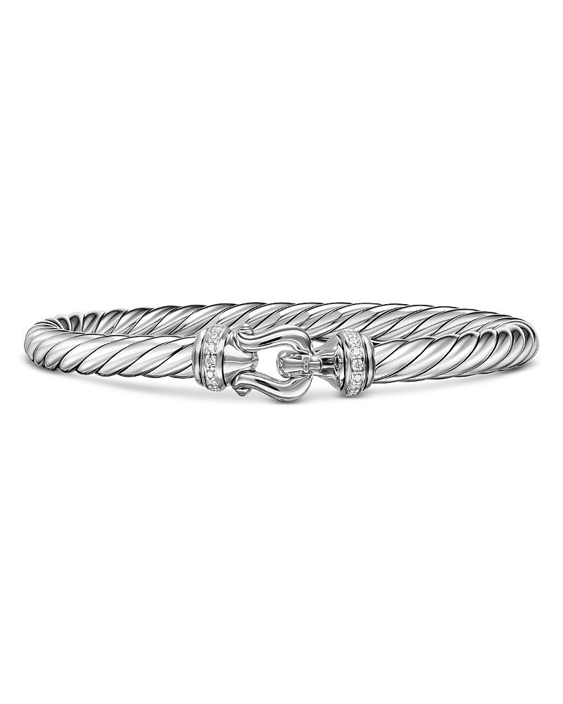 David Yurman Cable Flex Buckle Bracelet in Sterling Silver with Diamonds, 6mm