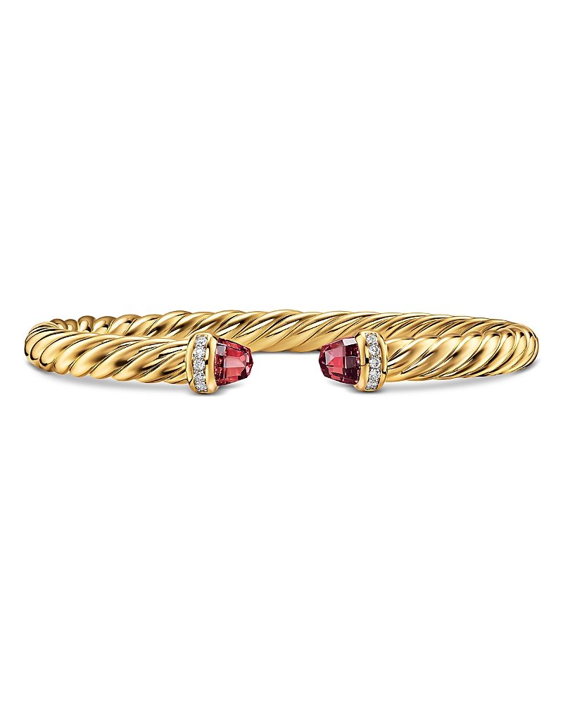 David Yurman Cablespira Flex Bracelet in 18K Yellow Gold with Gemstones and Diamonds, 6mm · Medium