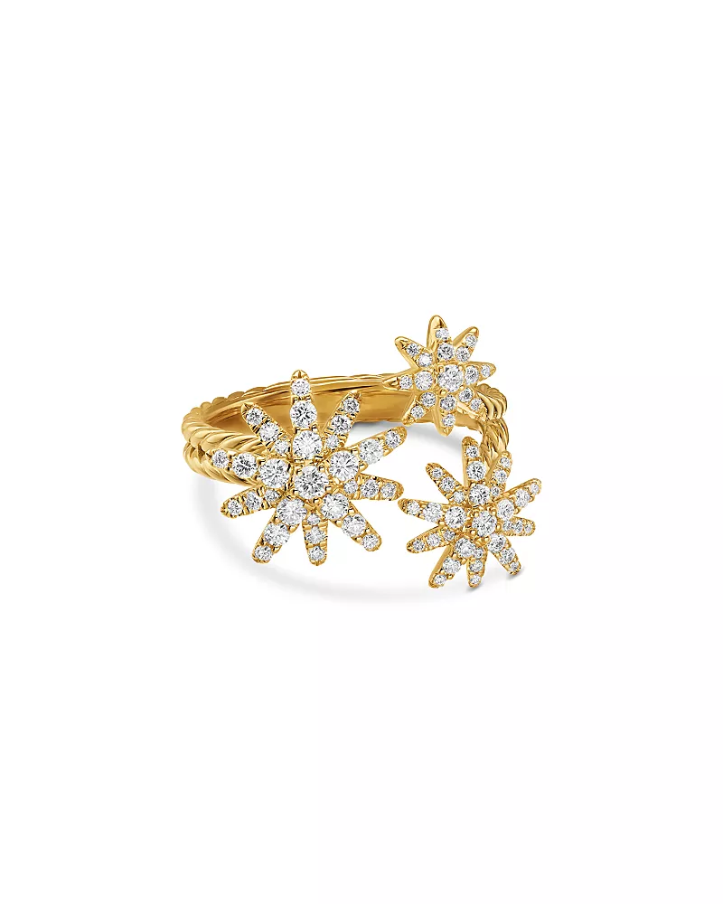Starburst Multi Star Ring in 18K Yellow Gold with Diamonds, 17.7mm