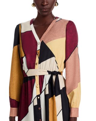 Printed V Neck Dress