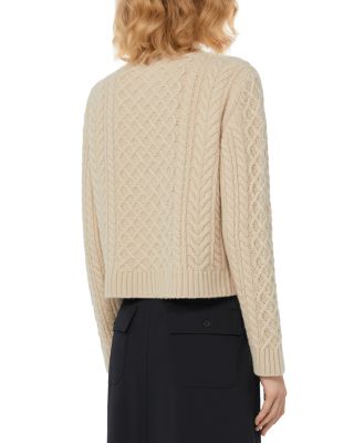 Abito Wool Crewneck Cable Knit Cardigan