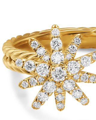 Starburst Multi Star Ring in 18K Yellow Gold with Diamonds, 17.7mm