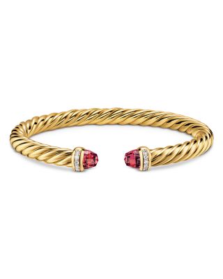 Cablespira&reg; Flex Bracelet in 18K Yellow Gold with Gemstones and Diamonds, 6mm