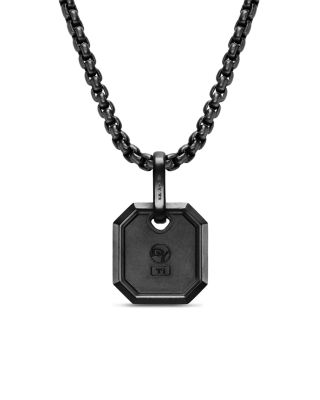 Men's Octagonal Amulet in Sterling Silver or Black Titanium, 15mm