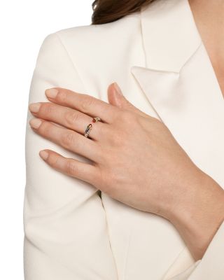 Petite Cable Open Ring in Sterling Silver with 14K Yellow Gold, 3.4mm