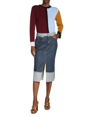 Inside Out Denim Midi Skirt