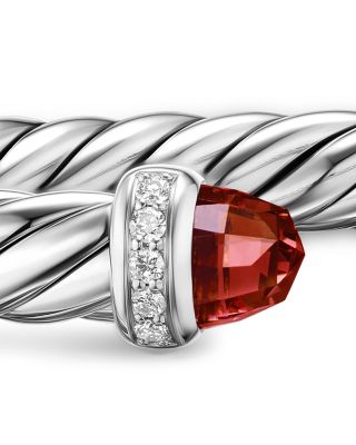 Cable Flex&reg; Bracelet in Sterling Silver with Rhodolite Garnet and Diamonds, 6mm