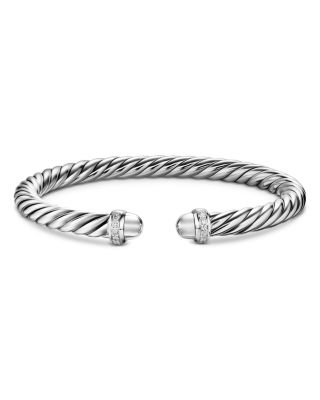 Cable Flex&reg; Bracelet in Sterling Silver with Diamonds, 6mm