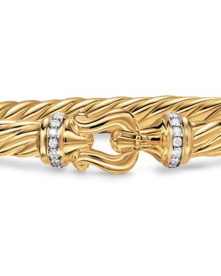 Cablespira&reg; Buckle Bracelet in 18K Yellow Gold with Diamonds, 6mm