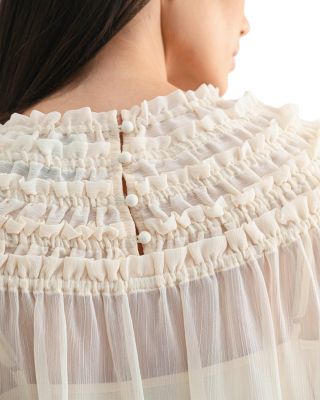 Smocked Sheer Blouse