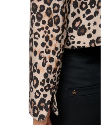 Short Scuba Jersey Leopard Print Jacket