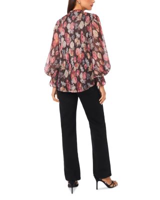 Metallic Threaded Balloon Sleeve Top