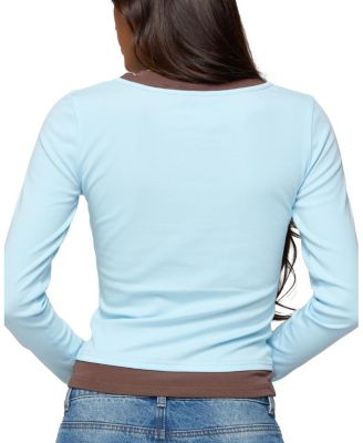  Contrast Layered Look Long Sleeve T Shirt