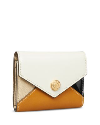Small Color Block Leather Envelope Wallet 