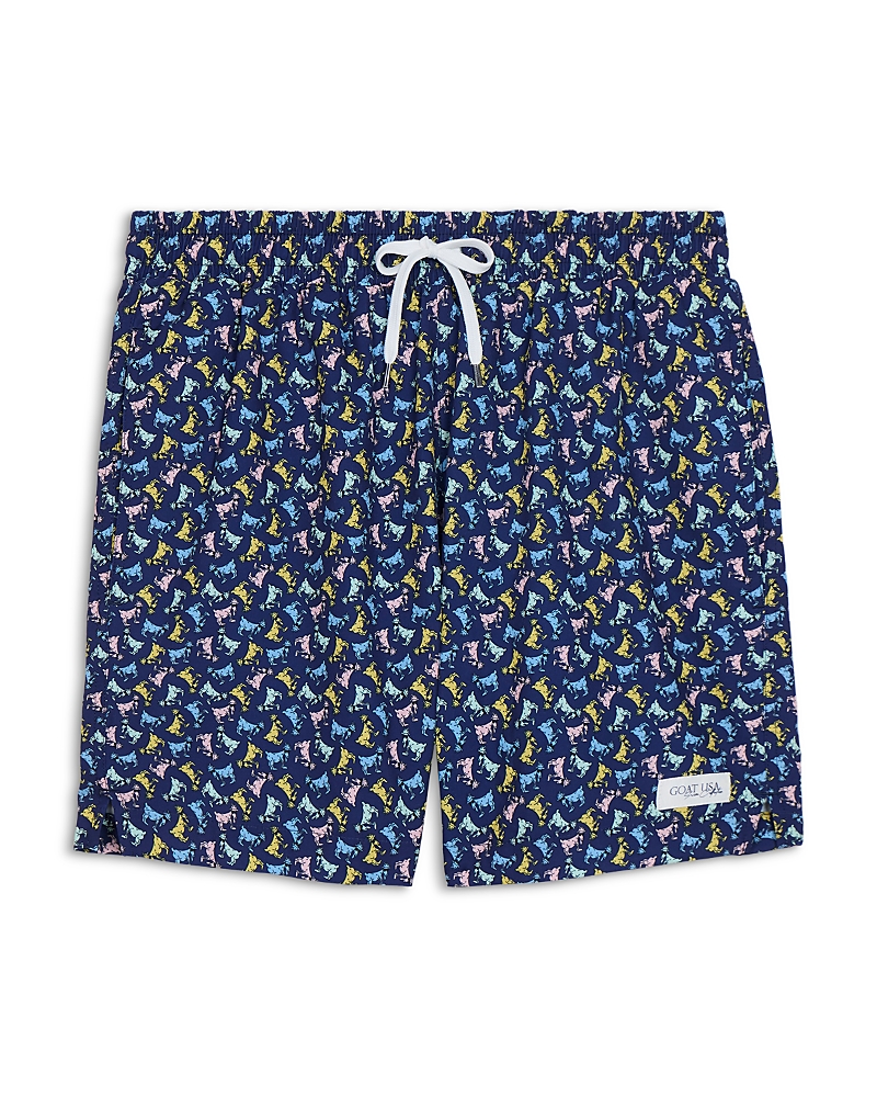 Goat Usa Boys' Mini Allover Print Woven Swim Trunks - Big Kid In Blue