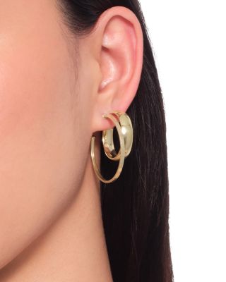 14K Yellow Gold Polished Medium Hoop Earrings
