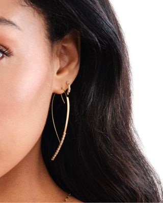 14K Yellow Gold Diamond Baguette Threader Earrings