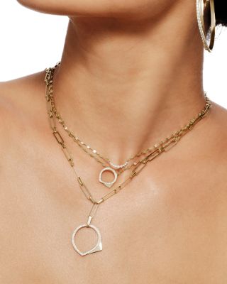 Eclipse Diamond Circle Pendant Necklace in 14K Yellow Gold, 0.17 tcw