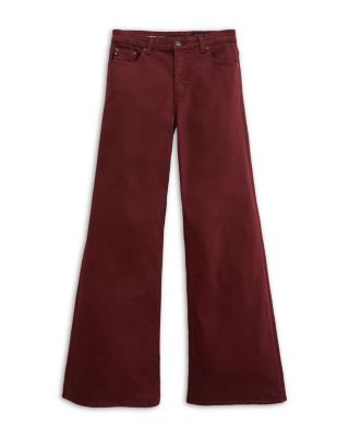 Saige Mid Rise Wide Leg Jeans in Cranberry