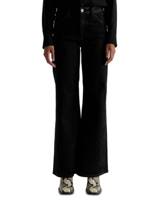 Mid Rise Flocked Velvet Pinstripe Wide Leg Jeans in Dress It Up