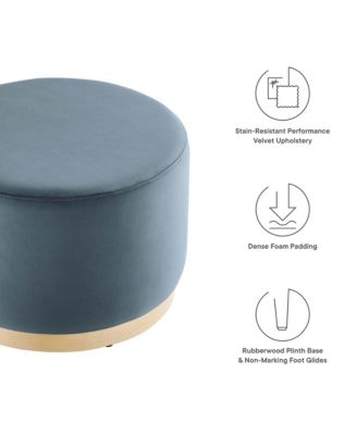 Tilden Large 23" Round Performance Velvet Upholstered Ottoman