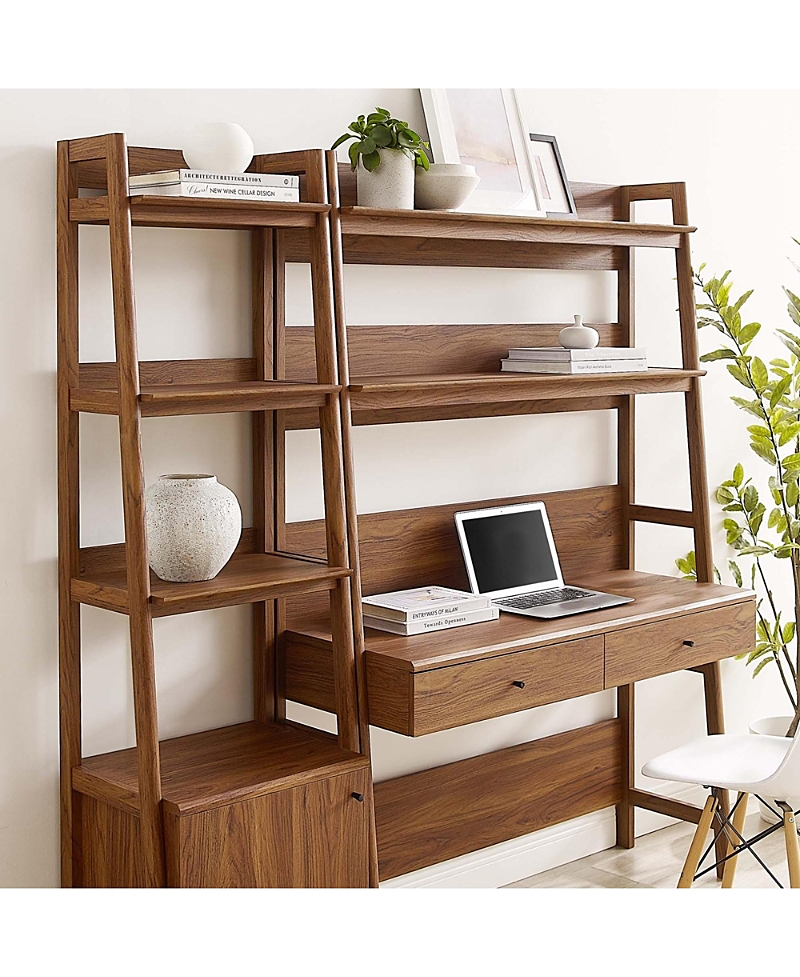 Modway Bixby 2-piece Wood Office Desk And Bookshelf In Brown