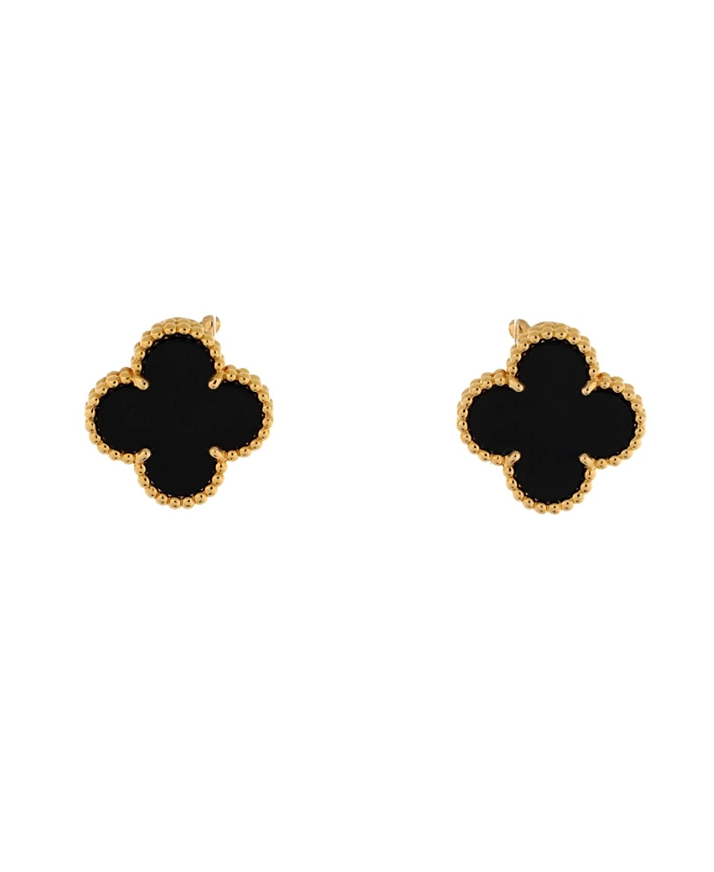 PRE-OWNED VAN CLEEF & ARPELS Pre-owned  Van Cleef & Arpels Vintage Alhambra Earrings 18k Gold And Onyx