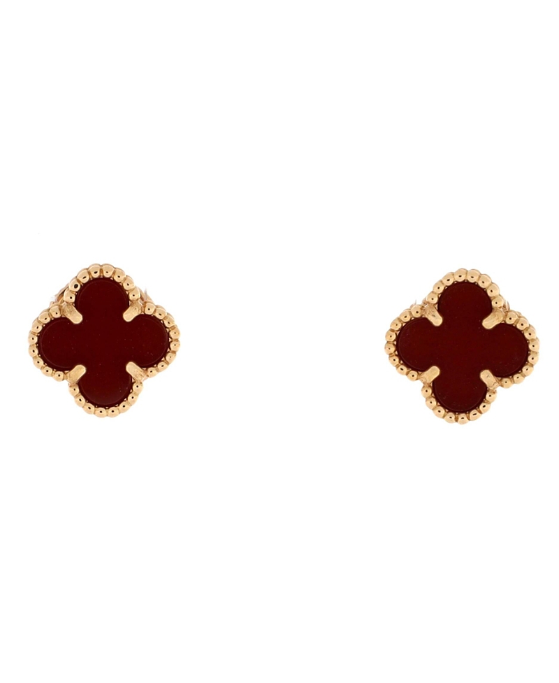 Click to view more detailed imagery on our partner's website Pre-owned Pre-owned Van Cleef & Arpels Van Cleef & Arpels Sweet Alhambra Stud Earrings 18k Rose Gold And Carnelian In Pink