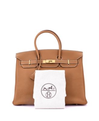 Birkin 35 Handbag Brown Clemence with Gold Hardware