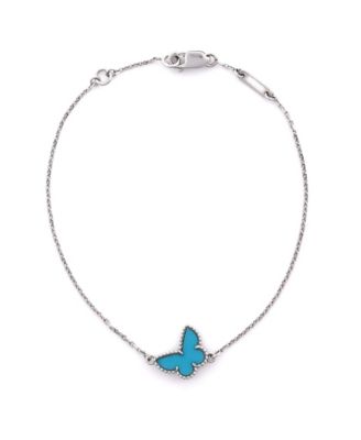  Sweet Alhambra Butterfly Bracelet 18K White Gold and Turquoise