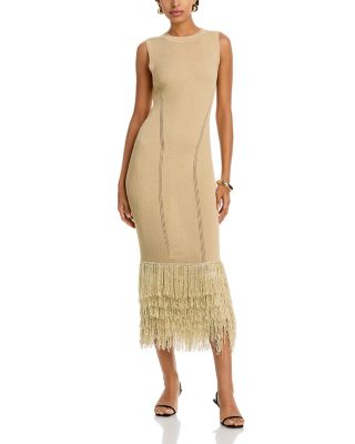 Raz Metallic Rib Fringe Dress